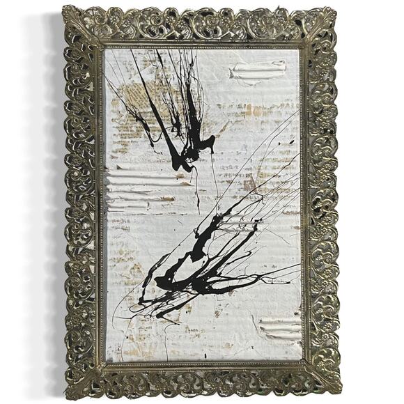 Original Framed Mixed Media Abstract Art Painting 11x15.5 